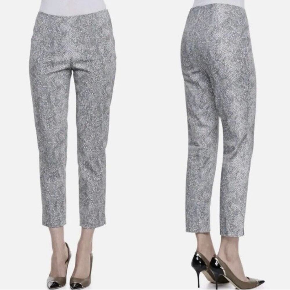 Lafayette 148 Stanton Ankle Pants Stretch Cotton Sateen Snake Print size 6